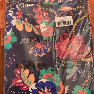 Talbots Navy Floral V-Neck Dress